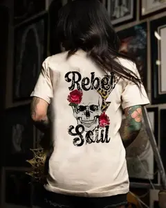 REBEL SOUL Rose Skull Tshirt, Hoodie, Sweatshirt, Skull, Aesthetic Tatoo Outfits, Edgy retro Biker, Gothic streetwear, Retro Vintage Y2k Graphic Tees
