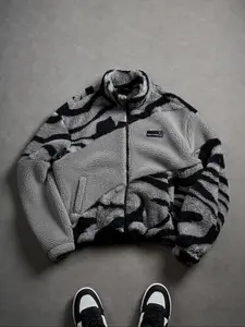 Zebra - Patterned Sherpa Jacket, Stylish Streetwear with a Bold Textured Appeal, a Hit Fashion Item on TikTok