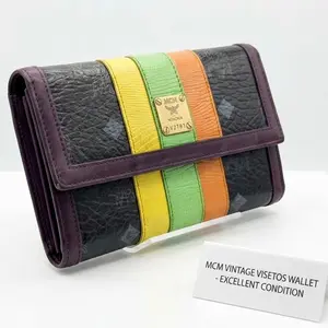 Tri-Color Stripe Continental Wallet Purple Interior-Pre-loved very good condition