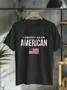 100% Cotton I Identify As An American No Identity Politics USA T-Shirt Short