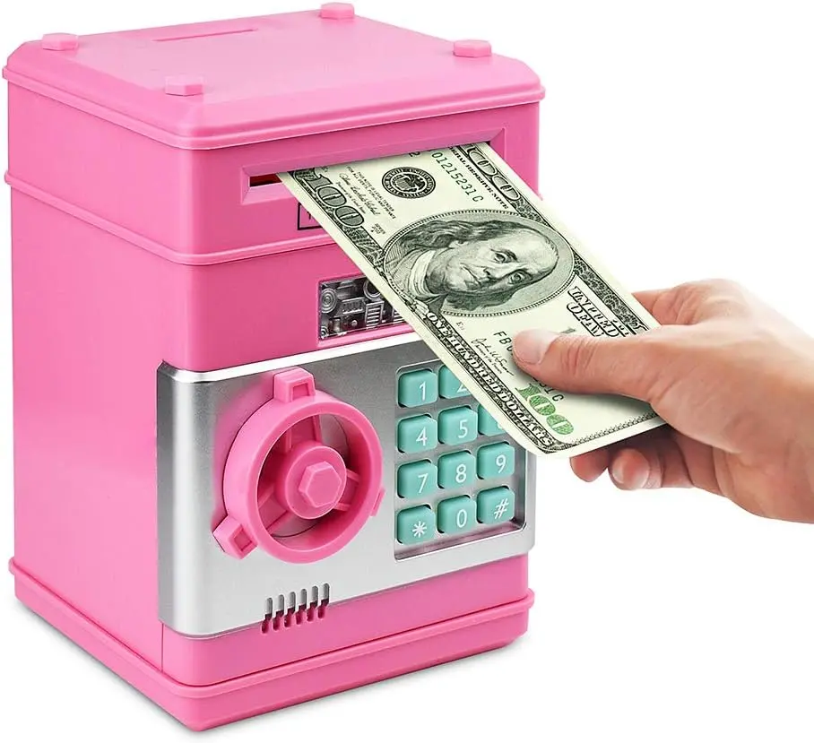 Piggy Bank Electronic ATM for Kids Baby Toy, Safe Coin Banks Money Saving Box Password Code Lock for Children,Boys Girls Best Gift(Pink)