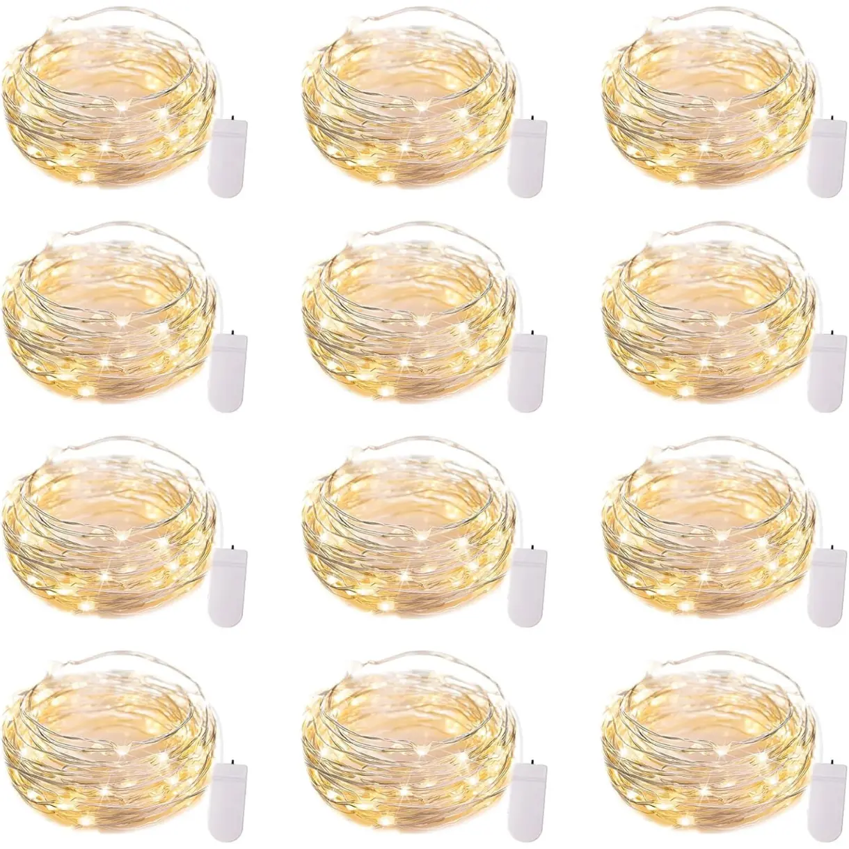 12 Pack LED Fairy Lights Battery Operated String Lights - 7ft 20LED Waterproof Silver Wire Firefly Starry Moon Lights for DIY Crafts Wedding Table Centerpieces Party Bedroom Christmas