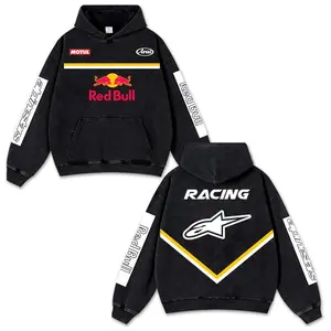 Retro Red Alpinestars Racing Washed Hoodie MotorGP World Champion Enthusiast Apparel Streetwear Araihelmet Racing Team Super Motorsports Clothing Motobike Riders Supermotor Off-Road Dirt Bike Fan Gear Cotton For Motor Fan Day