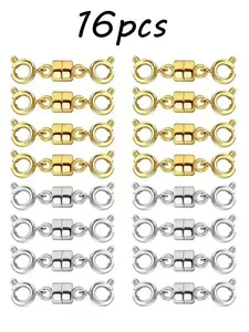 16pcs Magnetic Necklace Clasps And Closures With Lobster Clasp 14K Gold Plated And Silver Plated Magnet Jewelry Clasps Converters For Bracelet Necklaces Chain
