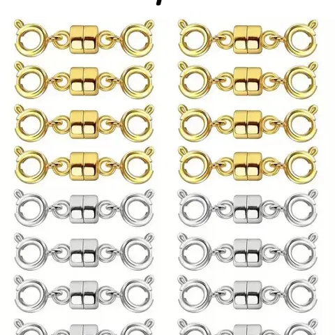 16pcs Magnetic Necklace Clasps And Closures With Lobster Clasp 14K Gold Plated And Silver Plated Magnet Jewelry Clasps Converters For Bracelet Necklaces Chain Metal Clasp Metal Accessories Diy Jewelry Accessories Jewelry Making Accessories