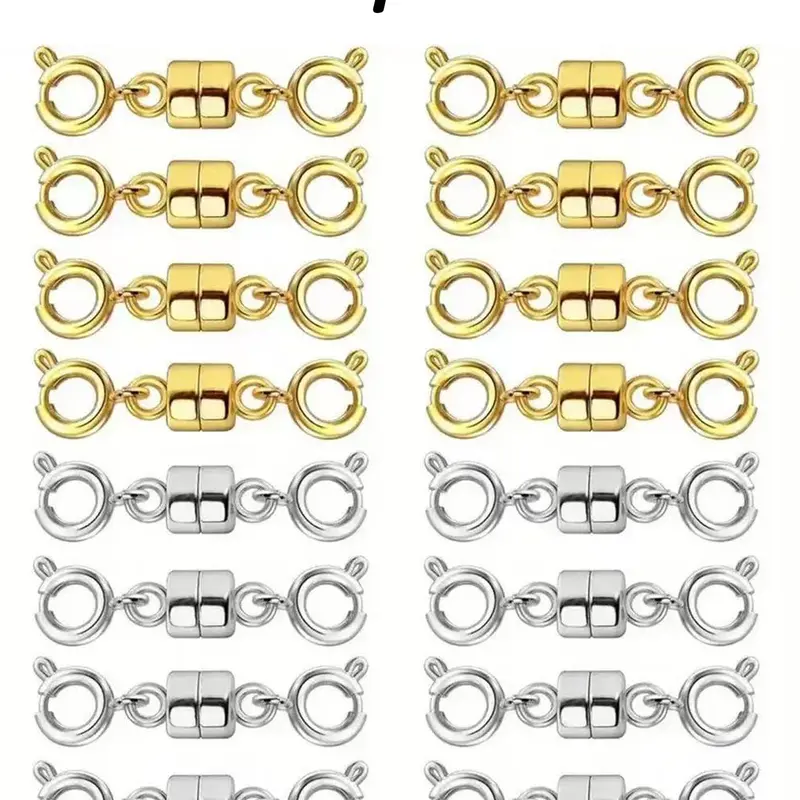 16pcs Magnetic Necklace Clasps And Closures With Lobster Clasp 14K Gold Plated And Silver Plated Magnet Jewelry Clasps Converters For Bracelet Necklaces Chain Metal Clasp Metal Accessories Diy Jewelry Accessories Jewelry Making Accessories
