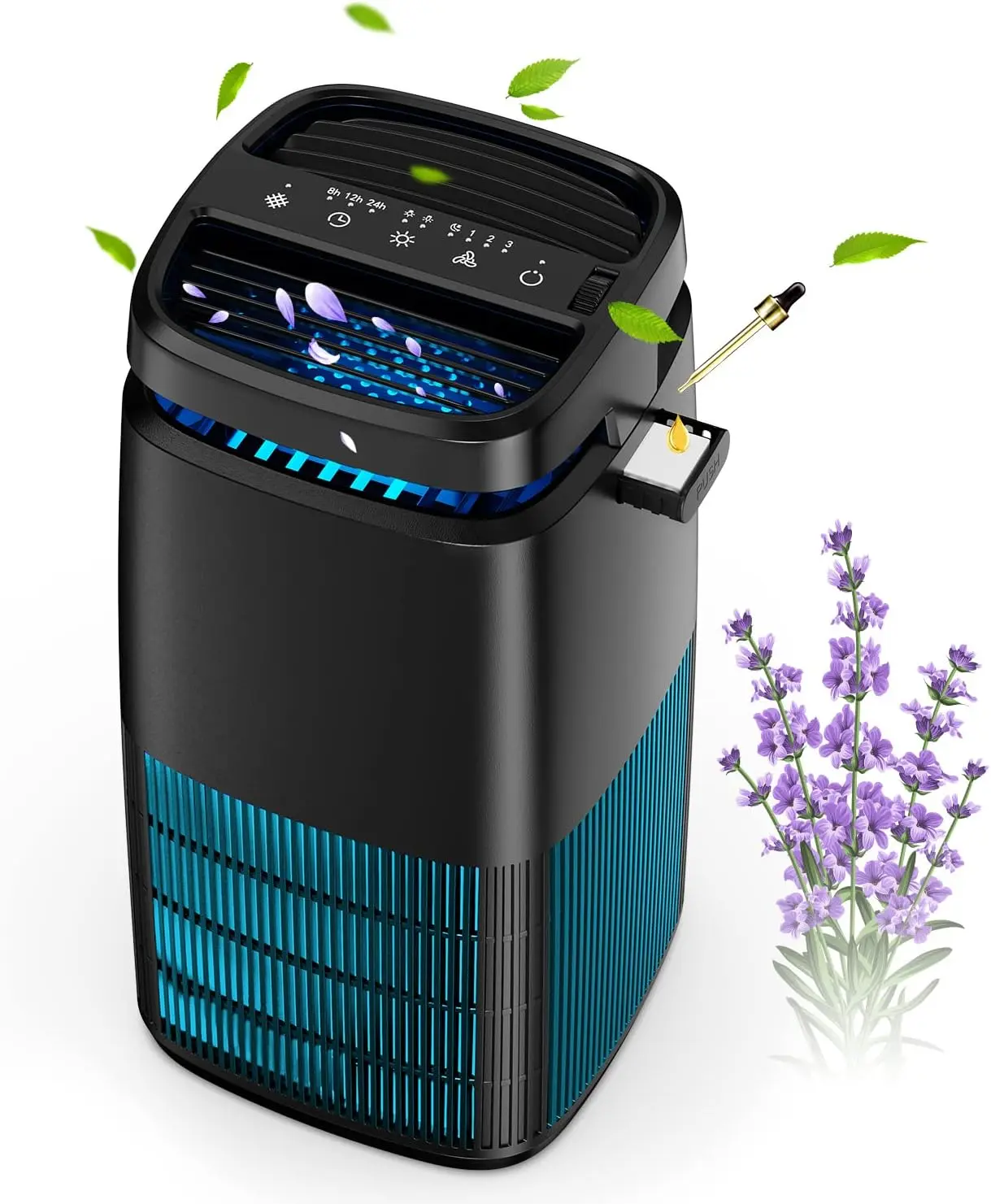 4-in-1 Air Purifiers for , Air Ionizer Negative  Generator, H13 HEPA Filter, UV, Covers 1250 Ft 99.97% Removal Rate for Pollen  Pet Dander Air Cleaner for Bedroom, MJ002H, Black