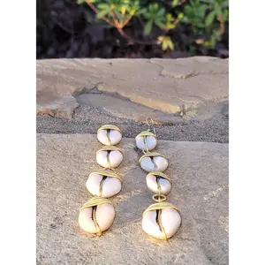 Linear Cowrie Shell Earrings