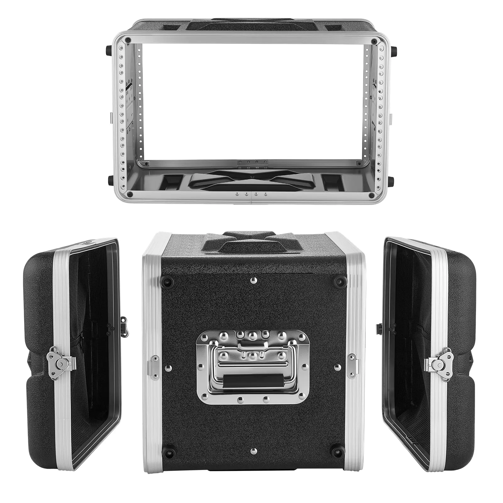VEVOR 6U Shallow Server Rack Cabinet, 14in Depth, 11.4in Internal Depth, ABS Shell Construction, Recessed Twist Latches, Detachable Front & Back Covers, Rack Rails, Mesh Pocket, Easy Installation for Audio Gear Amplifiers