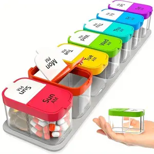 2025 New 14-Grid Medication Organizer - 2-Layer Detachable Plastic Pill Storage Box, Food-Grade PP Material (Sturdy & Safe), Black Friday Deal: Daily Pill Organizers, Christmas Gift for Elderly/Parents