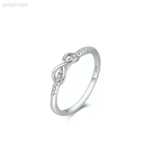 S925 Sterling Silver Infinity Knot Ring, Dainty CZ Eternity Band, Minimalist Lucky 8 Stackable Promise Ring for Women