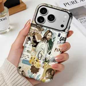 Jesus Christ God Timing Pattern Phone Case for iPhone 17 16 15 Pro Max 14 Plus 13 12 11 Air Premium Dual Layer Durable Shell TPU Inner Shockproof Drop Protection Half-Wrap Cover Christian Aesthetic Gift Idea Smartphone Casing  FLLM260520004