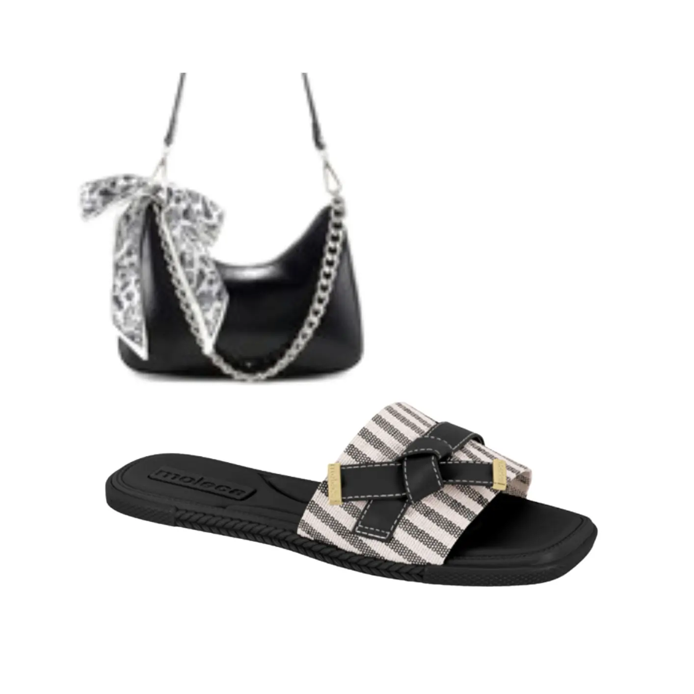 2PC Matching Sandals & Tan Bag Set for Summer Outfits & Everyday Wear - Walking Shoes