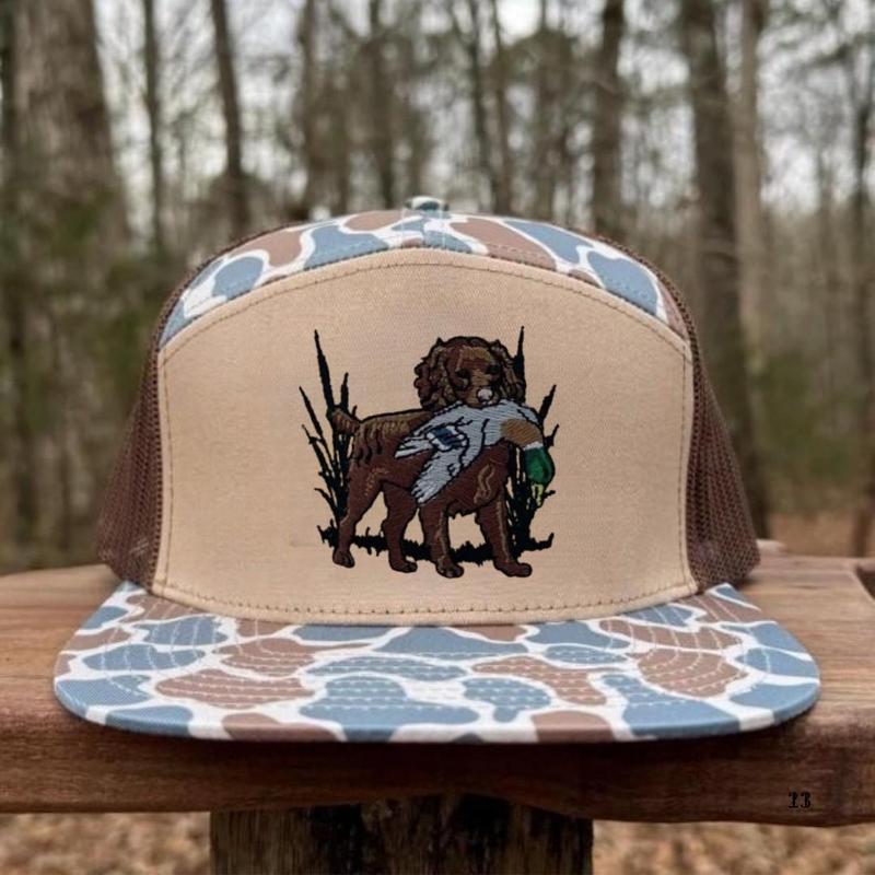 Boykin Duck Hunting Hat Old School Camo Duck Hunting Snapback Trucker Cap for Men and Women, 7 Panel Flatbill Rope Mesh Hat Built for Outdoor Waterfowl Hunting, Breathable Comfort, Performance Fit, Durable Country Style Headwear