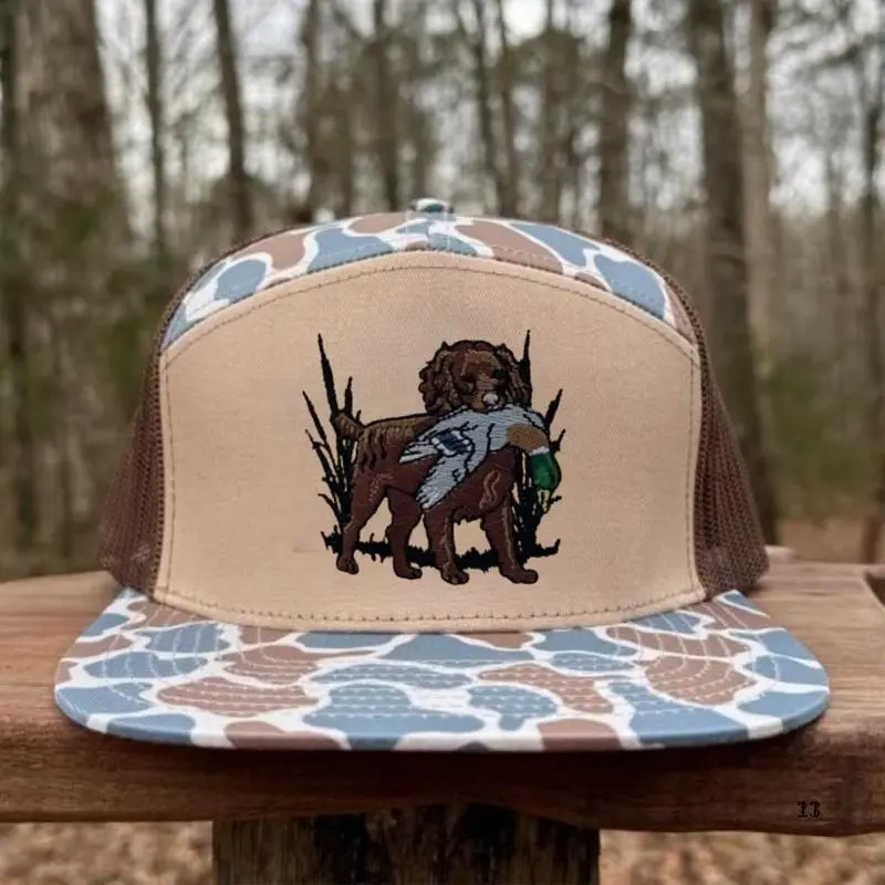 Boykin Duck Hunting Hat Old School Camo Duck Hunting Snapback Trucker Cap for Men and Women, 7 Panel Flatbill Rope Mesh Hat Built for Outdoor Waterfowl Hunting, Breathable Comfort, Performance Fit, Durable Country Style Headwear
