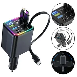 [Father’s Day Gift] Ultimate Power Station for Phone, Pad & Laptop,Car Charger: Starry LED,1-Click Galaxy Projector,Tangle-Free Retractable Cables & Super Fast Charge,PD20W,USB-A 65W,All 120W Max,Power Hub