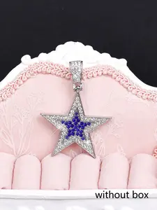 1pc Iced Out Hip Hop Star Pendant for Men & Women, Bling Fashion Jewelry, Fashionable Rhinestone Decorated, Rapper Style Pendant Gift, Trendy Accessory for All Occasions