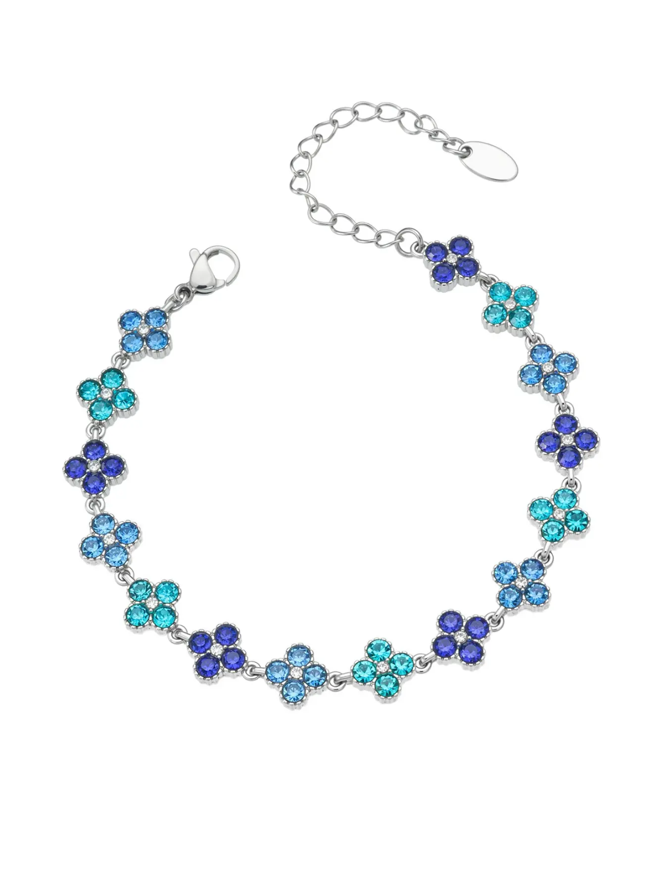 Stainless Steel 18k Gold Plated Bracelet, Exquisite Bracelet, Handmade Rhinestone Four-Petal Flower, Elegant Luxury Fashion Jewelry, Perfect Gift