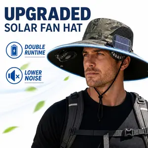 Double Fan Solar Sun Hat - Comfortable & Breathable UPF 50+ Wide Brim Hat with Built-in Shape Retention Wire| Quick-Dry Unisex Fishing Hat Perfect for Summer Beach, Hiking, and Sports Events