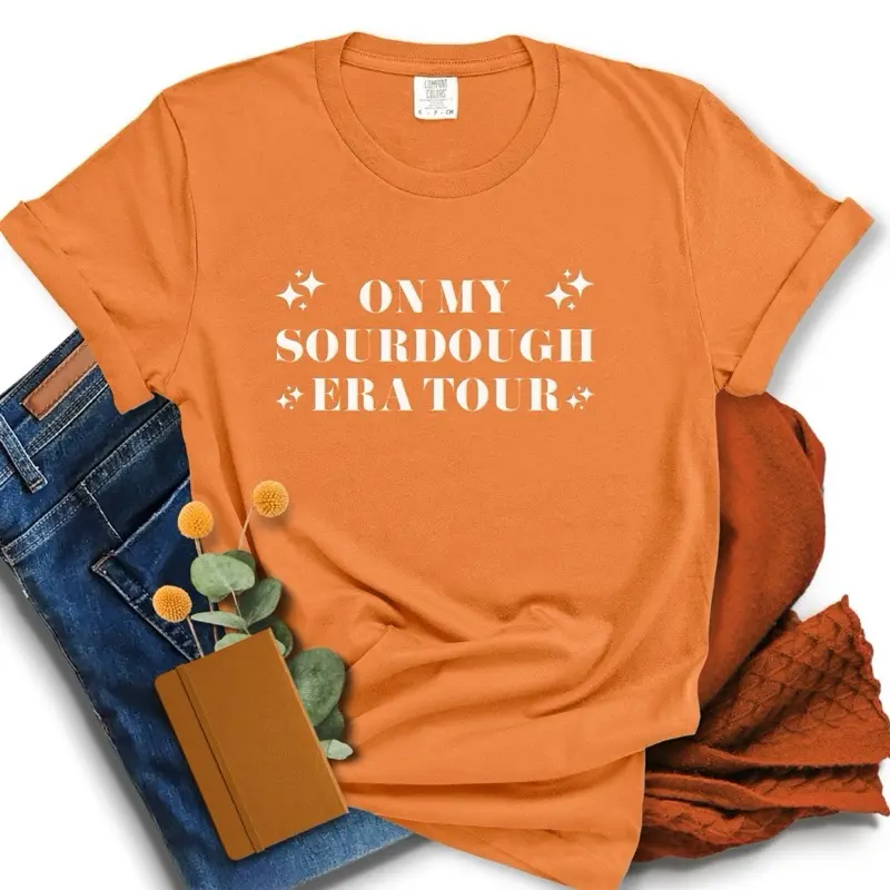 On My Sourdough Era Tour - Sourdough Bread Comfort Colors Orange Taylor Showgirl Unisex T-Shirt Baker Era Concert Tour Tee Eras