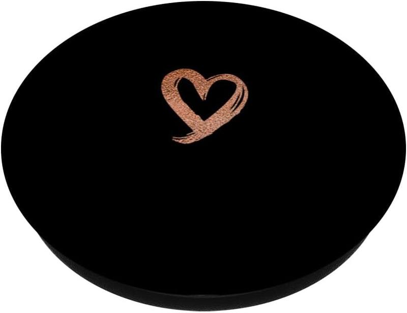 Rose Minimalist Heart Black PopSockets Adhesive PopGrip with Elegant Rose Gold Heart Design