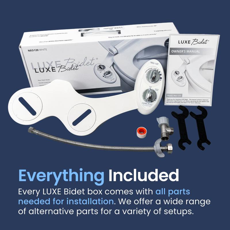 LUXE Bidet NEO 120 - Rear Wash, Self-Cleaning Nozzle, Fresh Water Non-Electric Bidet Attachment for Toilet Seat, Adjustable Water Pressure