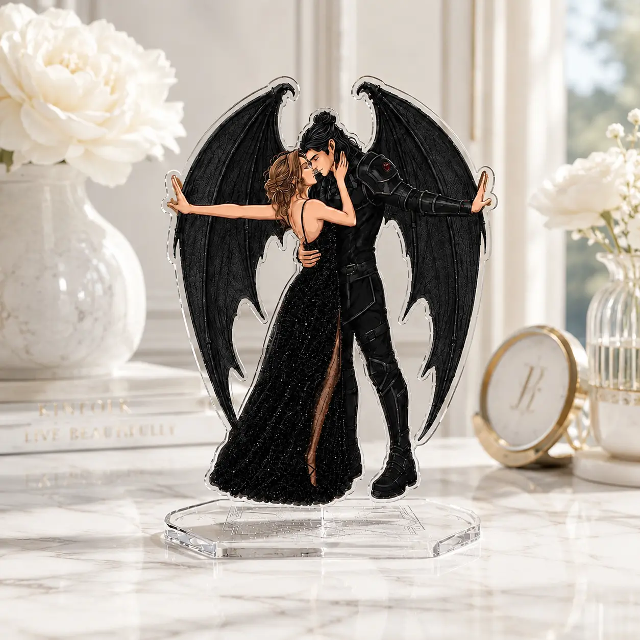 Couple Kiss Bookend Standee, 4th Wing Inspired Acrylic Standee, Acrylic Gift for Friend, Dark Romance Durable Grip