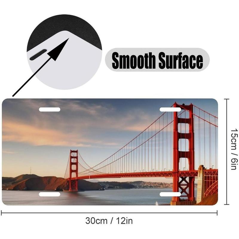 Golden Gate Bridge License Plate Frames for Women Universal Aluminum Us Car Tag Frame Personalized License Plate Cover with 4 Holes Cute Car Plates Frame Rustproof Front Plates Holder 6x12 Inches