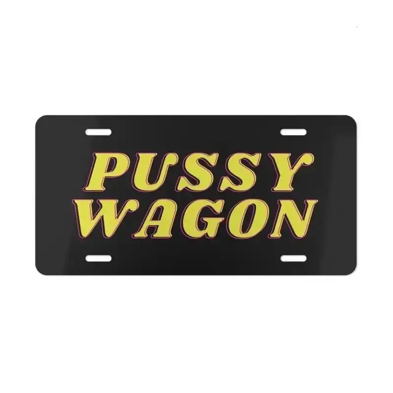 Crazy Cat Wagon License Plate, 12 x 6 Aluminum Vanity Plate, Funny Vehicle Tag, Vintage Inspired Car Accessory, Novelty Gift, Black Plate