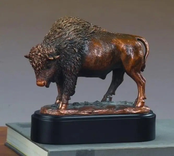F Buffalo Bronze Plated Resin Sculpture
