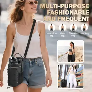 Men's Magnetic Water Bottle Sling Bag - Crossbody Tumbler Holder with Phone Pouch, Key Pouch for Gym