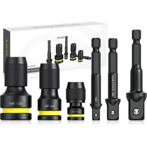 Impact to 1/4 Hex Converter - 1/2 3/8 1/4-INCH Drive Female to 1/4-Inch Hex Adapter with 3 count Socket Adapter Set for Ratchet Wrench Drivers, Impact Bit Holders, Quick-Change Chuck