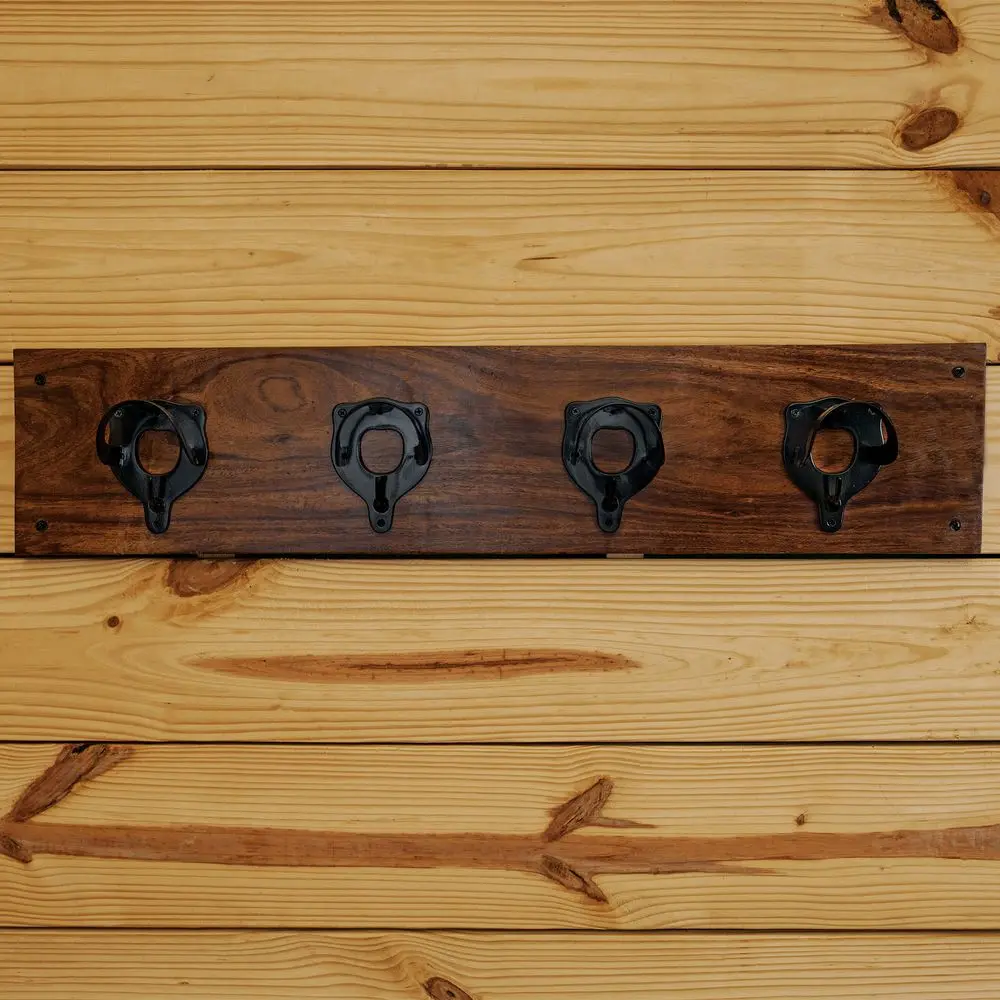 Berlin Brass and Wood 4-Hook Bridle Rack Black