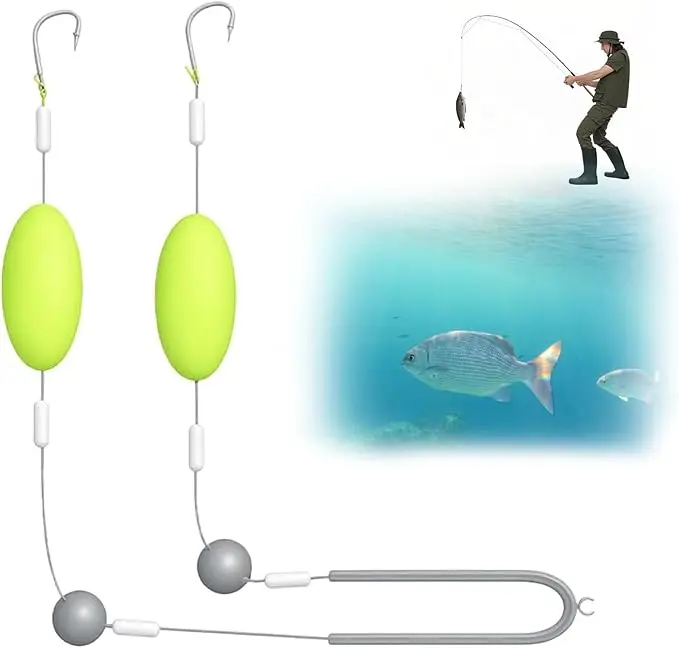 (3pcs) Double-Hook Reverse Bottom Rig 2025 Fishing Equipment Lures, Anti-Tangle Free Floating Swimming Bait, Snag Resistant for Freshwater and Saltwater