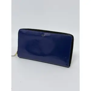 Pre-owned Celine leather Wallet Large Zip Around Blue ZS005CE