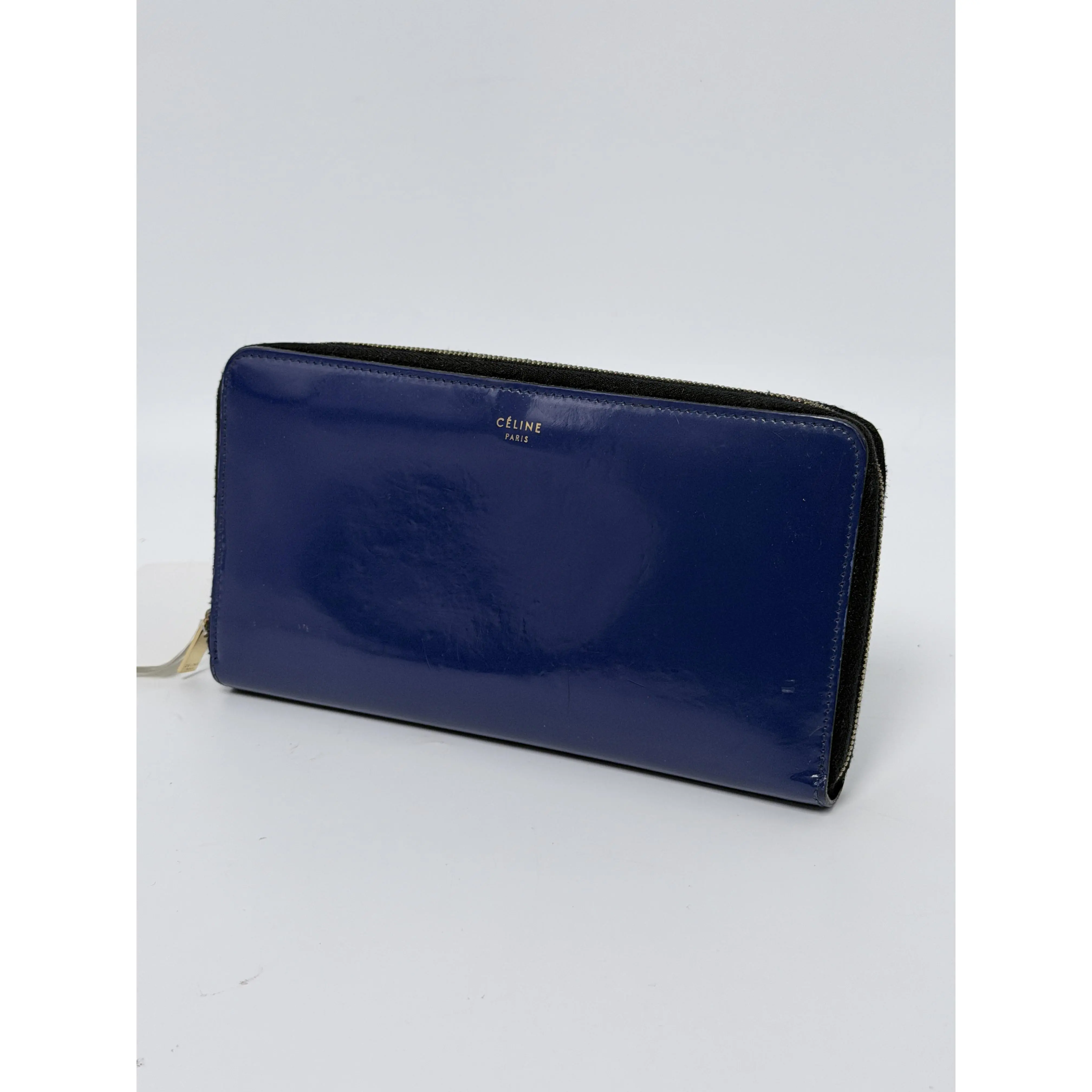 Pre-owned Celine leather Wallet Large Zip Around Blue ZS005CE