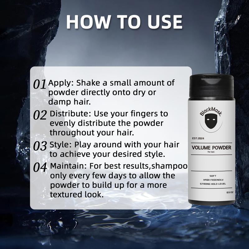 2pcs BlackMask Volume Powder for Men - Instant Texture & Volume with All-Natural Ingredients Strong Hold Gentle Cleansing