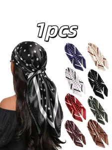 Summer New Fashion Polka Dot Print Scarf, Versatile Silk Scarf for Women, 35.43 Inch Chiffon Square Scarf, European and American Headscarf