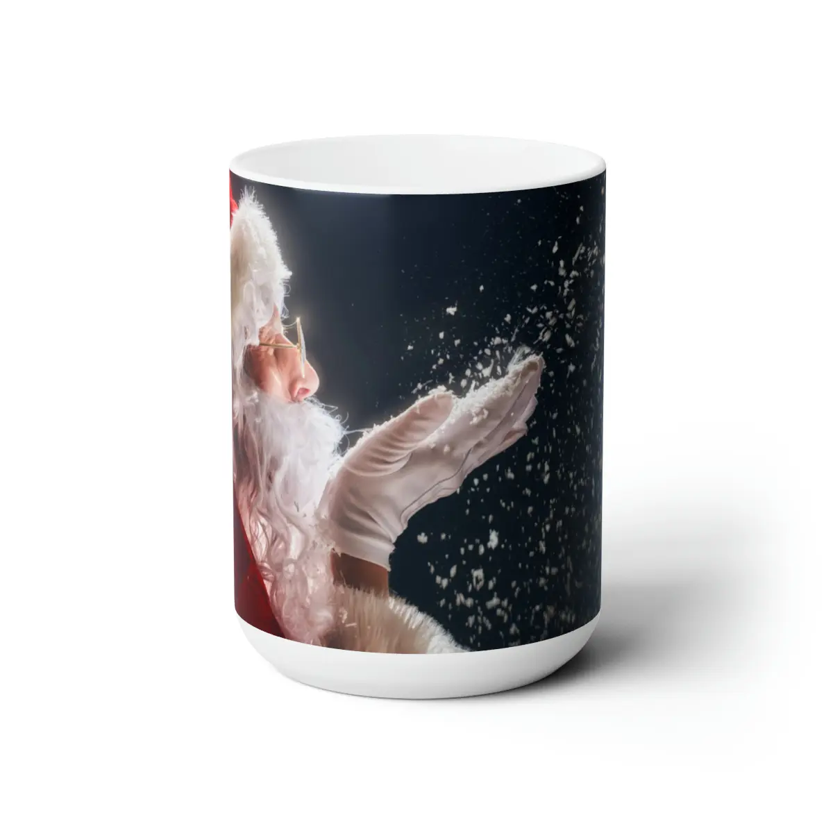 Merry Christmas Santa Magic Snow Coffee Tea Large Ceramic Mug 15oz Beverage Cup Drinkware Tumbler Reusable Reuse Drink Washable Portable