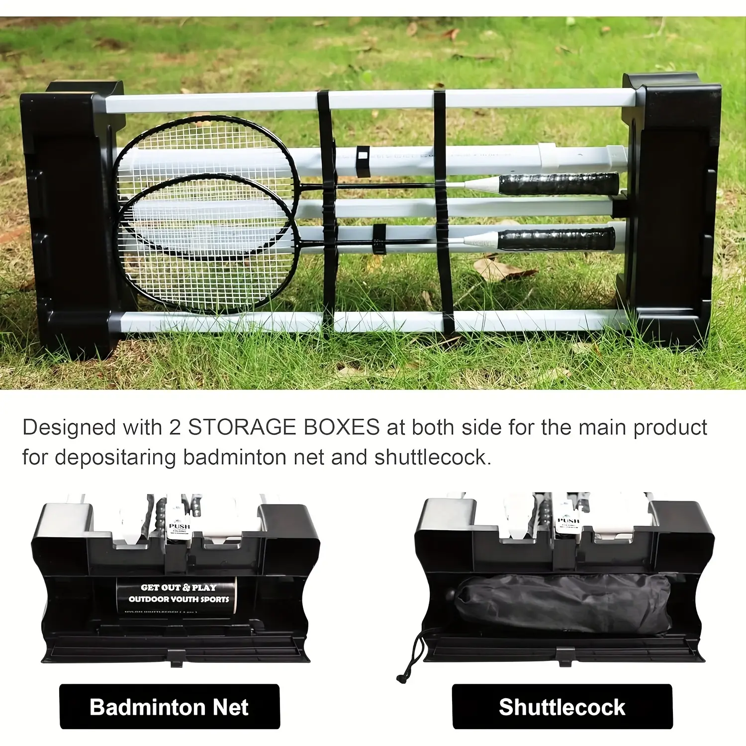 Backyard Folding Badminton Suit, Portable Outdoor Badminton Nets with Stand, with 2 One Badminton Racket, 3 One Badminton, Adult All-in-One Machine, Children's Park, Grass, Lawn, Yard, Sports Practice Consumption Tax