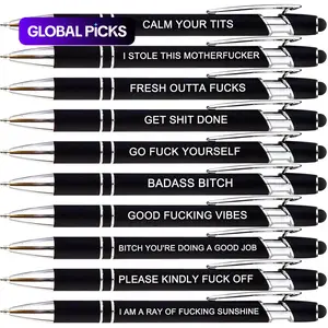 Fuck Letter Pattern Ballpoint Pen Set, 10pcs/set Funny Teacher Pens, Smooth-Writing Ballpoint Pens with Stylus Tip, Funny Office Gifts for Adults #GLOBAL PICKS