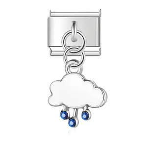 Rain Cloud Italian Charm Bracelet Link - Midnight Rain, Fashion Accessory
