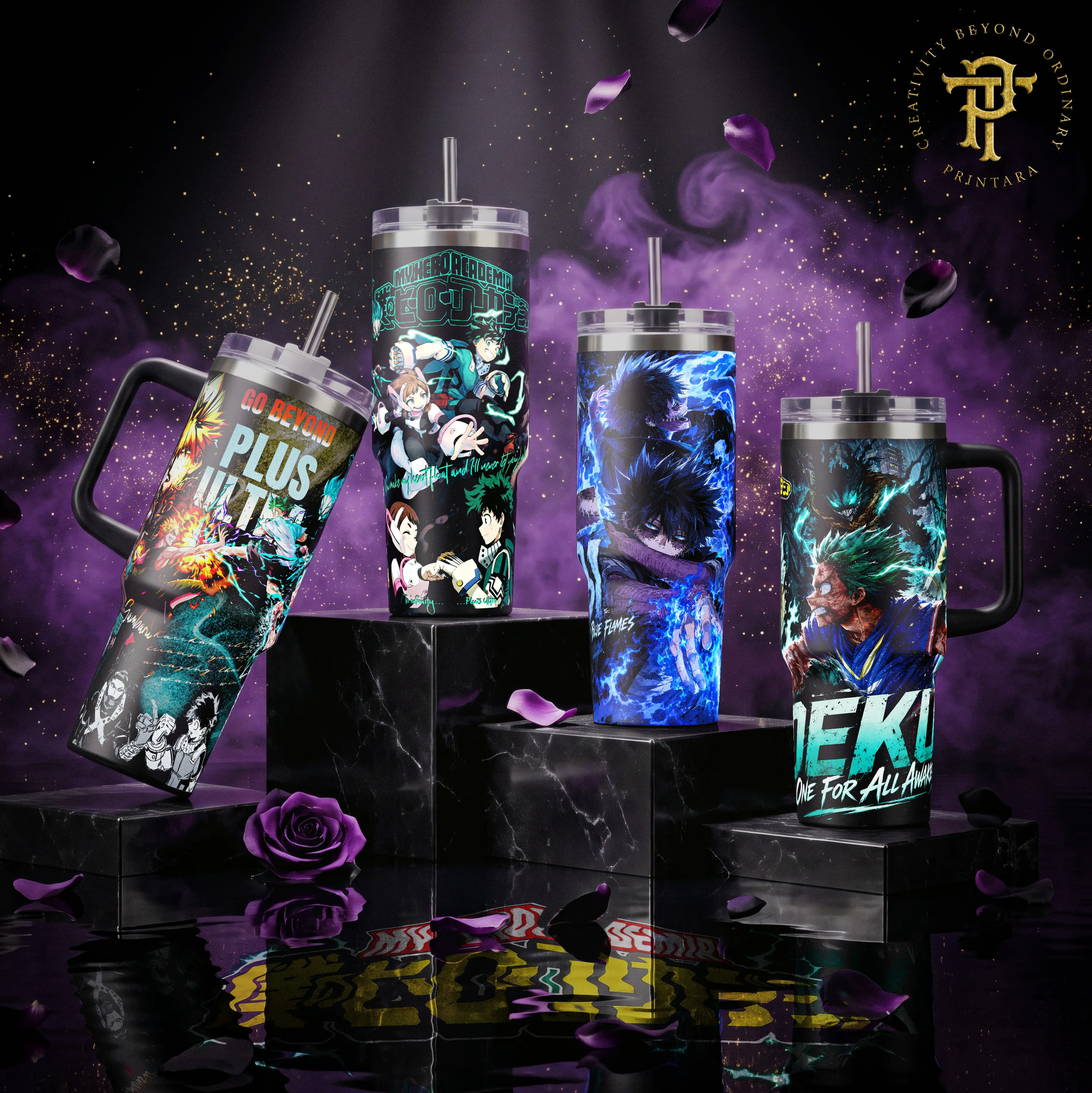 Deku Bakugo Uraraka Dabi Plus Ultra My Hero Academia MHA 40 20 oz Tumbler Stainless Steel Vacuum Insulated Anime Manga Merch Aesthetic Design Gift for Anime Lovers and Fans