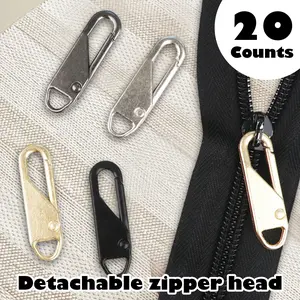 20 Counts Zipper Pulls， Metal Zipper Handle Replacement no tools needed easy to use, Detachable Zipper Pull Tabs Fix for Luggage Suitcases Backpacks Jackets Purses Handbags