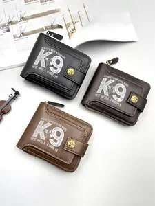 K9 Dog Lover Printed Leather Wallet Compact Zippered Wallet Practical Everyday Use for Men and Women Perfect Birthday Christmas Valentines Day Gifts for Dog Owners and Animal Enthusiasts Fashionable and Durable Accessory