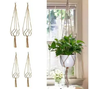 6Pack Macrame Plant Hanger Hanging Planter Basket Jute Rope Flower Pot Holder