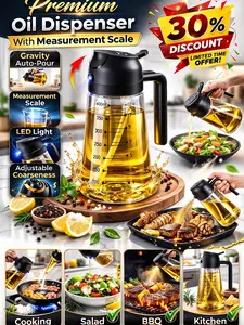 2-in-1 Glass Olive Oil Sprayer & Dispenser Bottle | 16oz / 470ml | Cooking Oil Spray for Air Fryer, Salad, BBQ & Kitchen | Black