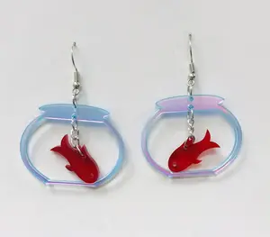 Coi Fish Earrings, Gold Fish Earrings