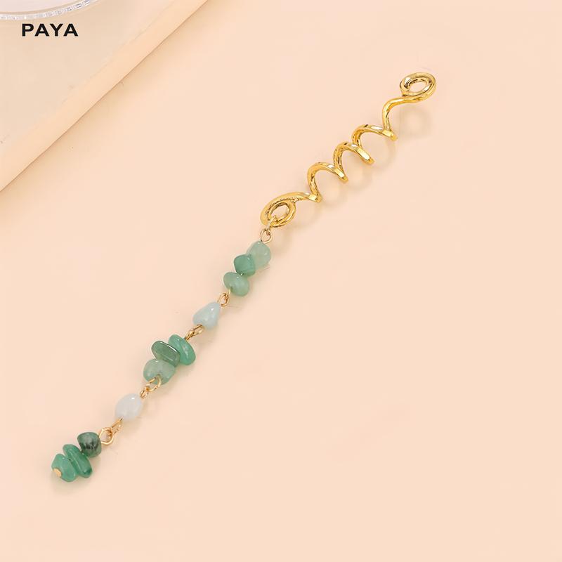PAYA 6-Pack Natural Stone Hair Charms for Braids – Purple Braided Hair Accessories with High-Quality Alloy & Vintage Craft