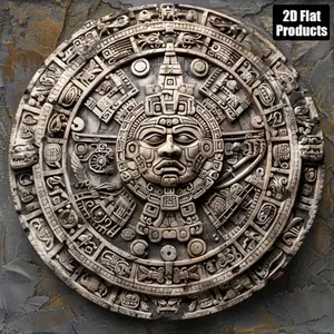 Mayan Calendar Round Aluminum Decorative Wall Art Hanging Decor 20 32x20 32cm Aesthetic Design Aztec Design Roman Numerals for Home Office Bar Cafe Decoration